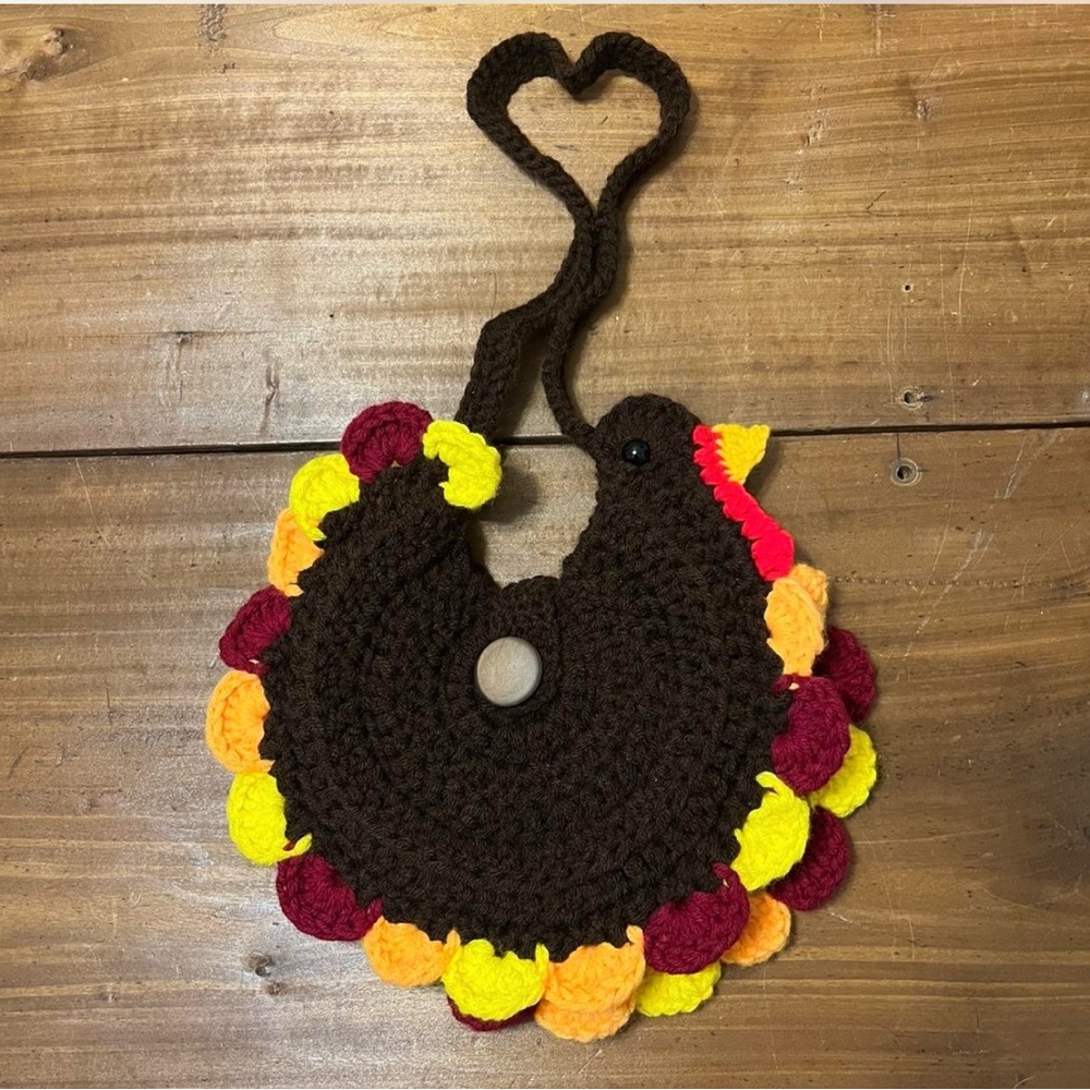 Handmade Crochet Turkey Thanksgiving Purse - Picture 2 of 4